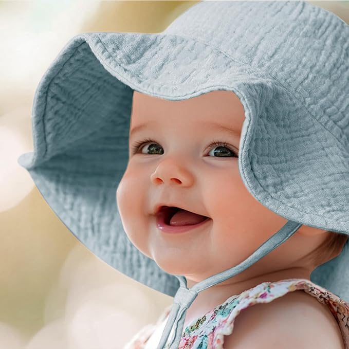 Konssy 2-Pack Muslin Baby Girl Sun Hats - Image 4