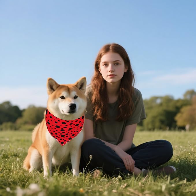 7 PCS Medium Polka Dot Dog Bandanas Hemming Seam Edge Dog Bandana - Image 6