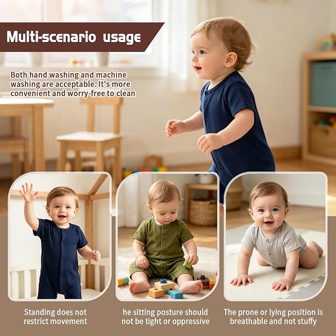 Baby Romper 3-Pack, 100% Cotton Summer Short Sleeve Outfit | Material: 100% - Image 4