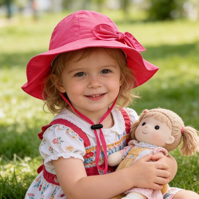 Baby Girl Sun Hat with UPF 50+ Outdoor Adjustable Beach Hat with Wide Brim - Image 3
