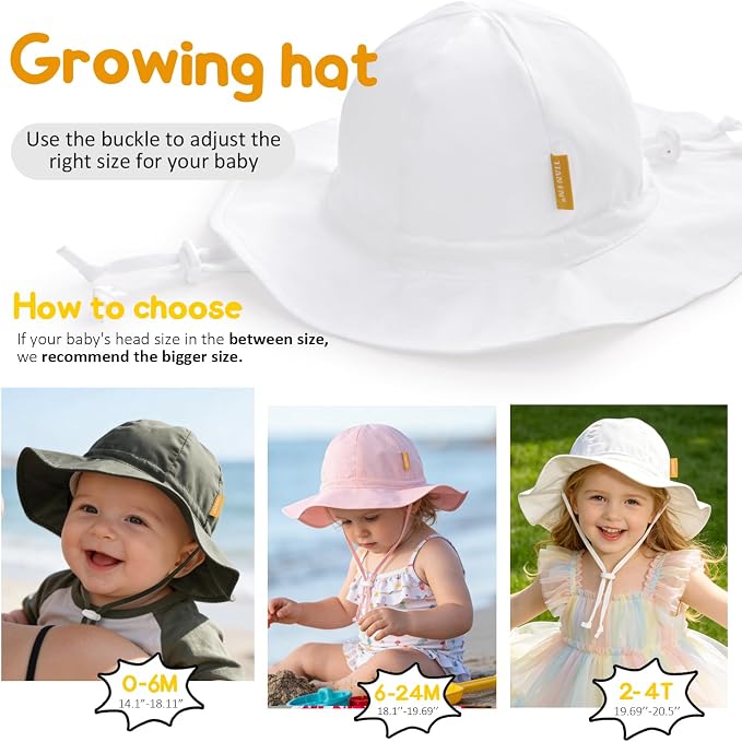 Baby Girl Sun Hat with UPF 50+ Outdoor Adjustable Toddler Beach Hat with Wide - Image 5