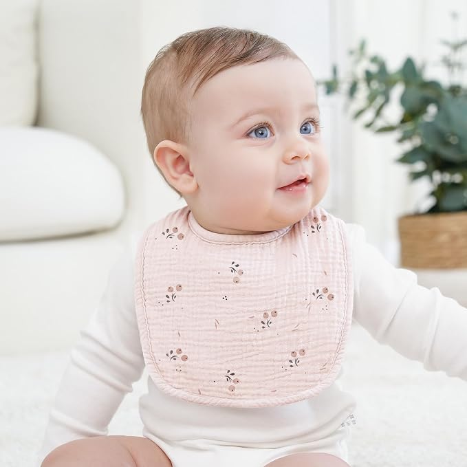 Bearmoss Baby Bibs for Drooling and Teething 100% Cotton Muslin Bibs | 8 - Image 4