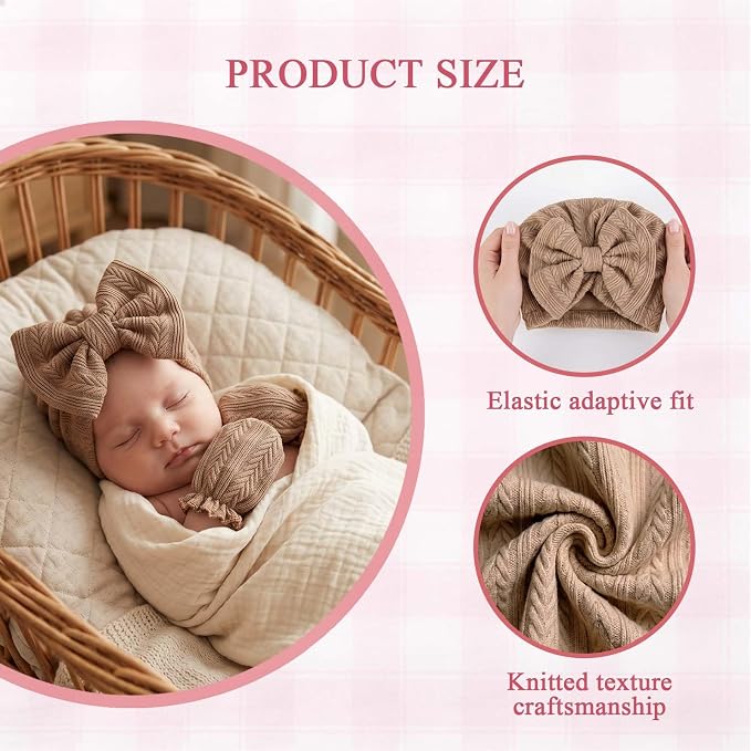 Newborn Baby Girl Hats Mittens Set Cotton - Image 4