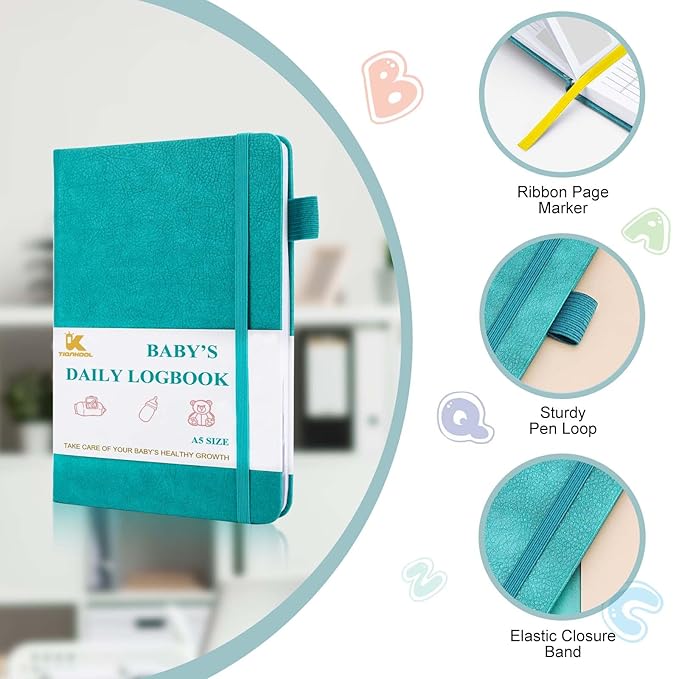 Baby's Daily Care Planner - A5 Newborn Baby Log Book for Tracking Daily Routine, 152 Easy-to-Use Pages to Monitor Nursing, Sleep, Feeding, Diapers, Pumping, and More - Green