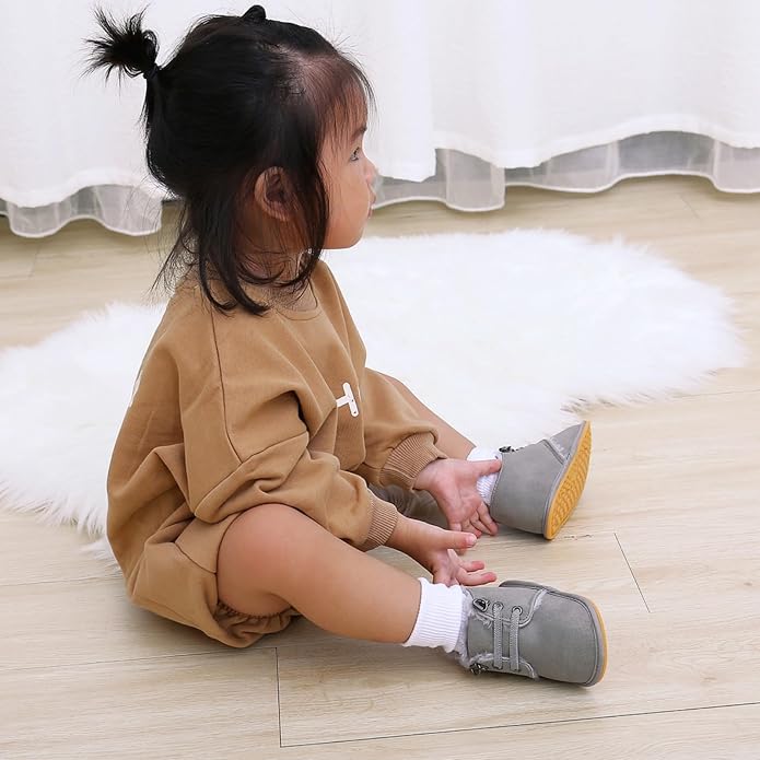Baby Boys Girls Booties Fleece Anti-Slip Soft Sole Boots Toddler First Walker - Image 3