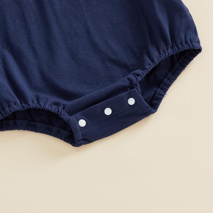 Baby Boy Girl Bubble Romper Short Sleeve Collar Summer Bodysuit - Image 6