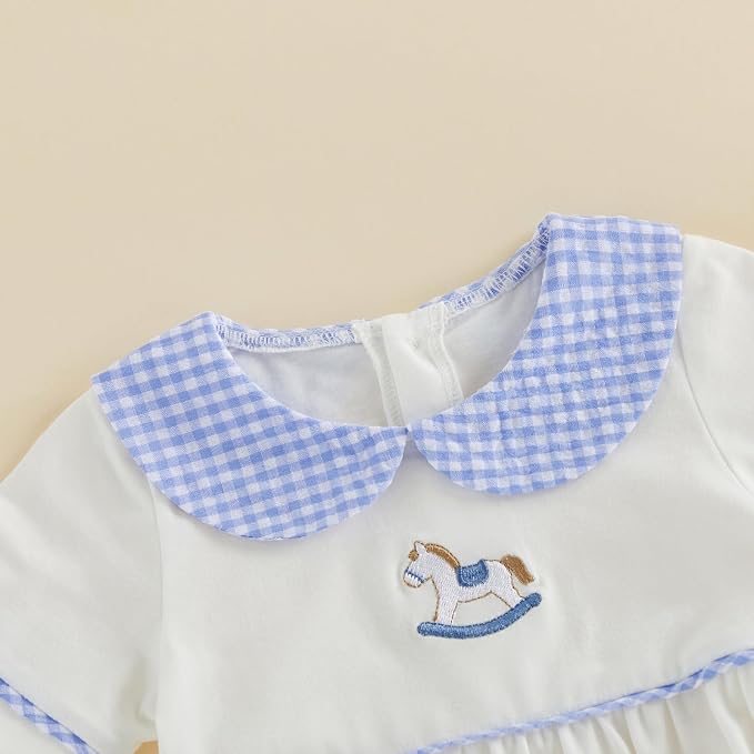 Baby Boy Girl Bubble Romper Short Sleeve Collar Summer Bodysuit - Image 4