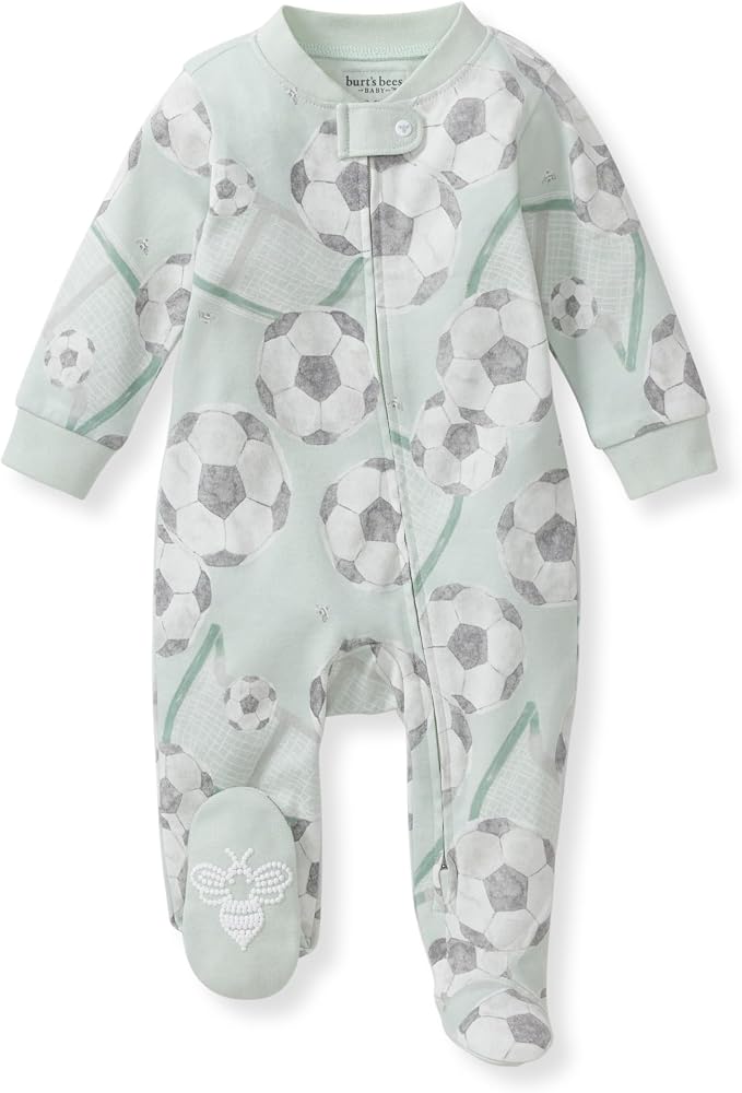 Burt's Bees Baby Boys' Organic Cotton, Sleep and Play Footed Pajamas | Easy zip by BurtsBeesBaby