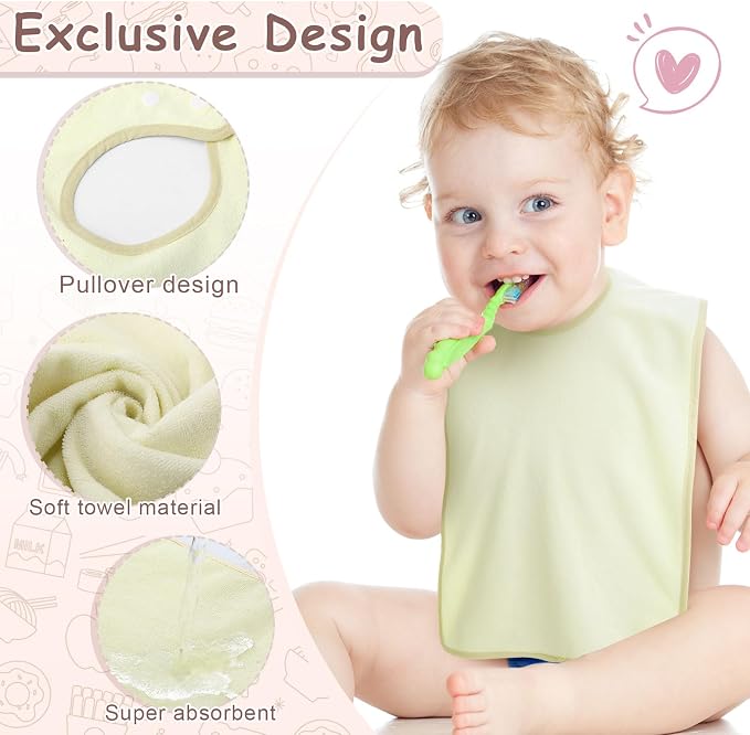 Hercicy Full Coverage Pullover Toddler Baby Bibs | Terry Cloth Bibs - Image 3