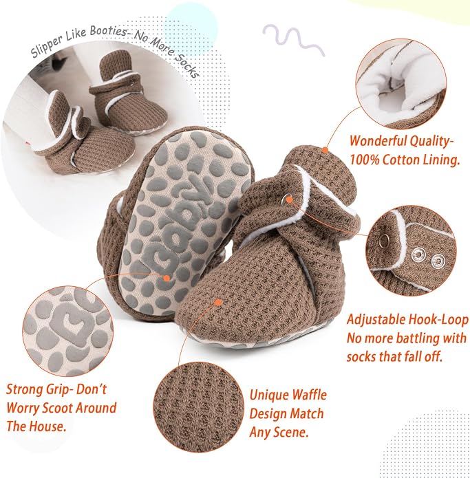 Sawimlgy Newborn Infant Baby Girl Boy Cotton Booties Stay On Sock Slippers Soft - Image 5