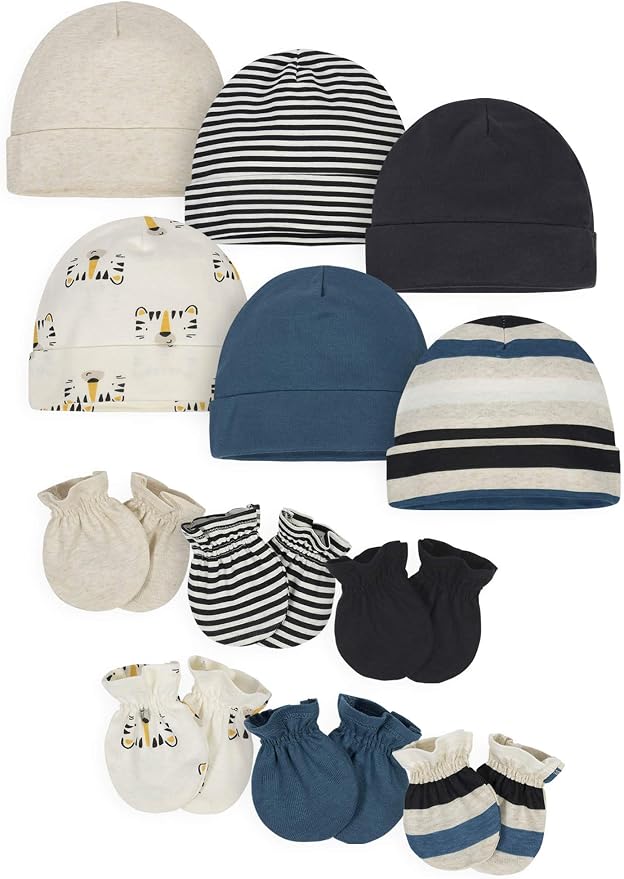 Onesies Brand Baby 12 Piece Cap and Mitten Set | Six cotton caps and six mitten by OnesiesBrand