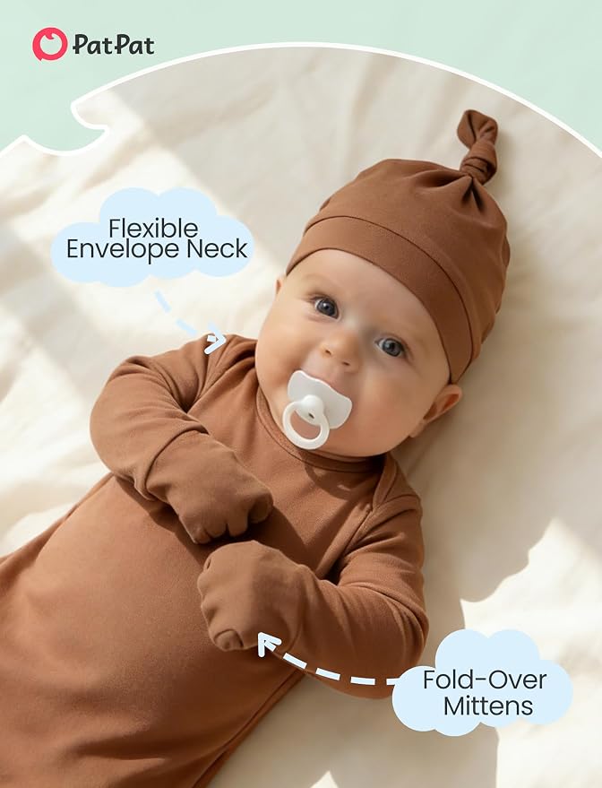 PATPAT Baby Sleeper Gown with Hat - Image 3
