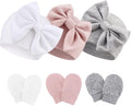 Newborn Baby Hats and Mittens Set Infant Bow Beanie Cap Toddler Gloves Newborn by AQOKKA