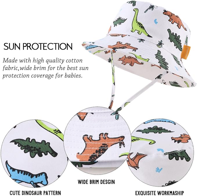 JANGANNSA Cotton Baby Sun Hat Infant Toddler Boys Girls Bucket Hats Summer Sun - Image 4