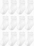 Baby Toddler Girls Socks Grip Ruffle Non Slip Kids Cotton 12 Pack Socks | by Aroveea