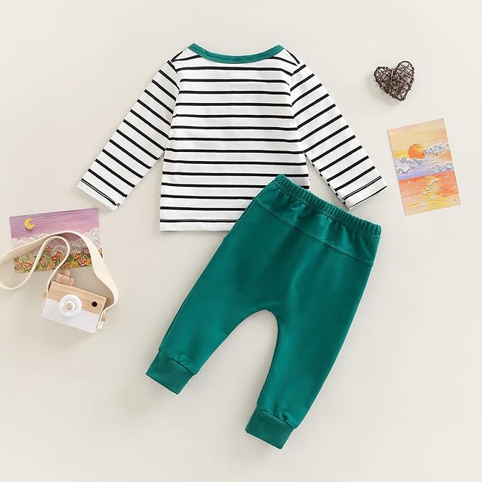Toddler Baby Boy Clothes Solid Color Long Sleeve Crewneck Sweatshirt Top Casual Pants Set 2Pcs Fall Winter Outfits