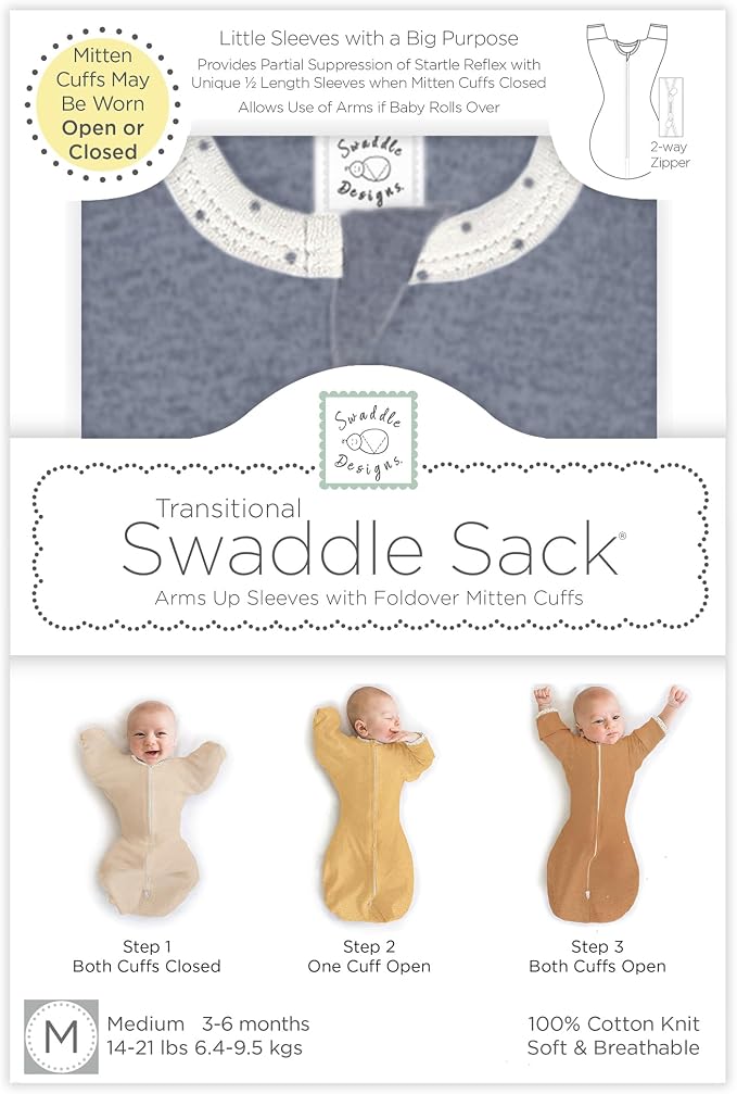 SwaddleDesigns Transitional Swaddle Sack, Arms Up Half-Length Sleeve & Mitten - Image 8