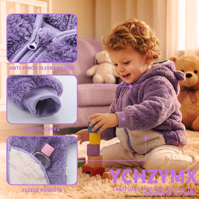 Baby Girl Winter Warm Fleece Jacket Toddler Boy Sherpa Infant Sweater Coat | - Image 4