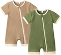 Bafeicao Unisex Baby Boy Girl 2/3 Pack Rompers Short Sleeve | 2 Way Zipper by Bafeicao