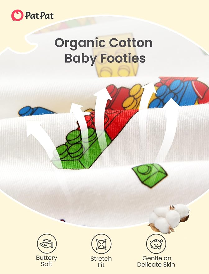 PATPAT Organic Cotton Baby Footie Pajamas - Image 4