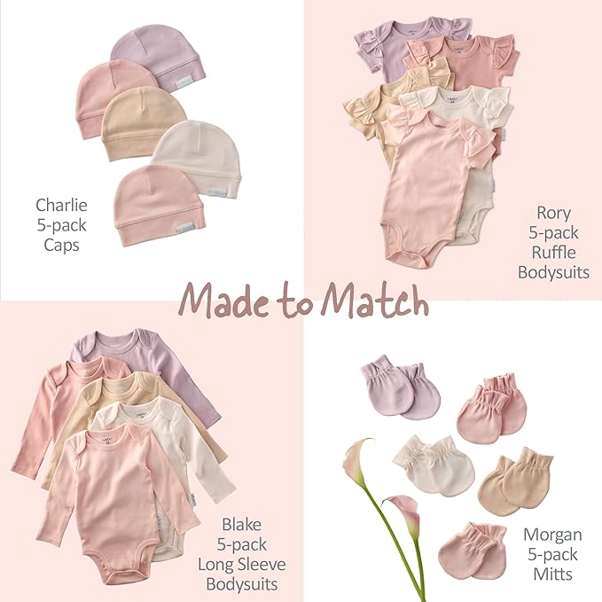Butterblu Ashley 5-Pack Long Sleeve Ruffle Shoulder Bodysuits 100% Cotton | - Image 7