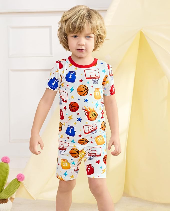 babee Reshinee Bamboo Viscose Toddler Boys Pajamas Set, Short Sleeve Kids - Image 3