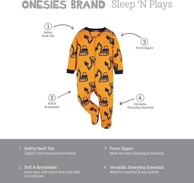 Onesies Brand Baby Boys' 4-pack Sleep 'N Play Footies - Image 6