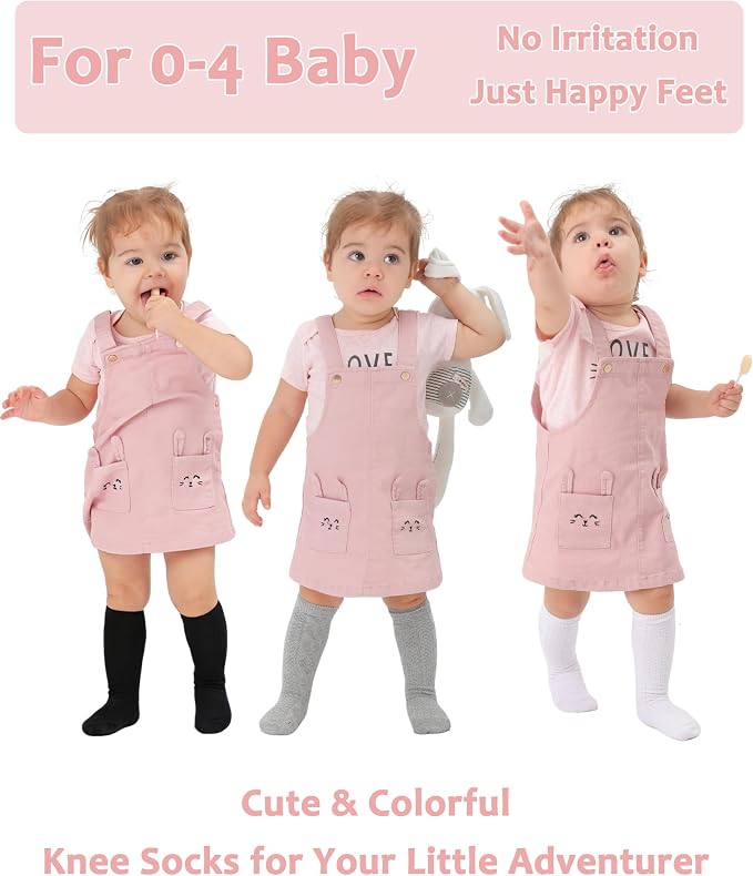 Baby Knee High Socks Soft Seamless Cotton Long Stockings - Image 5