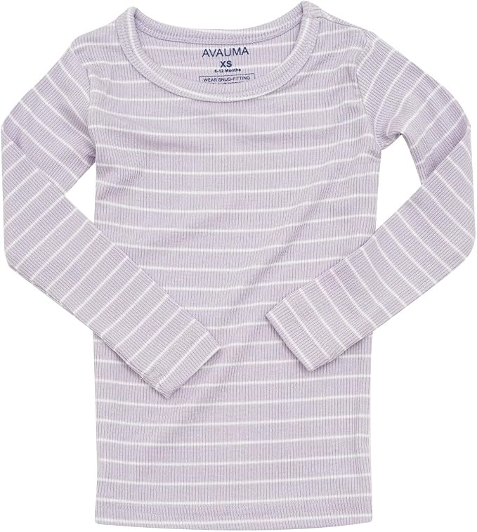 AVAUMA Stripe Pattern Baby Boys Girls Pajama Set Kids Toddler Snug fit Ribbed - Image 3
