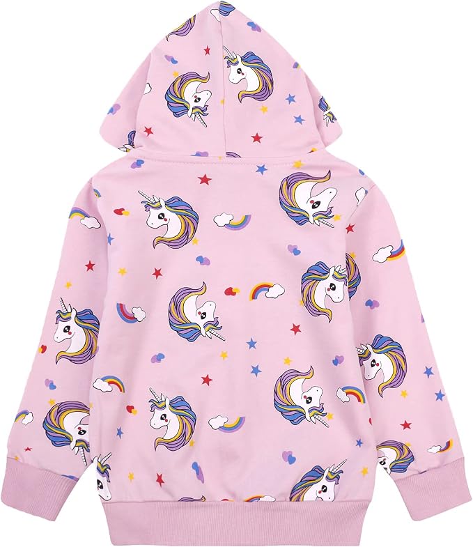 Baby Girl Zip-up Jacket Rainbow Unicorn Cotton Hoodie Sweatshirt Toddler Fall - Image 7