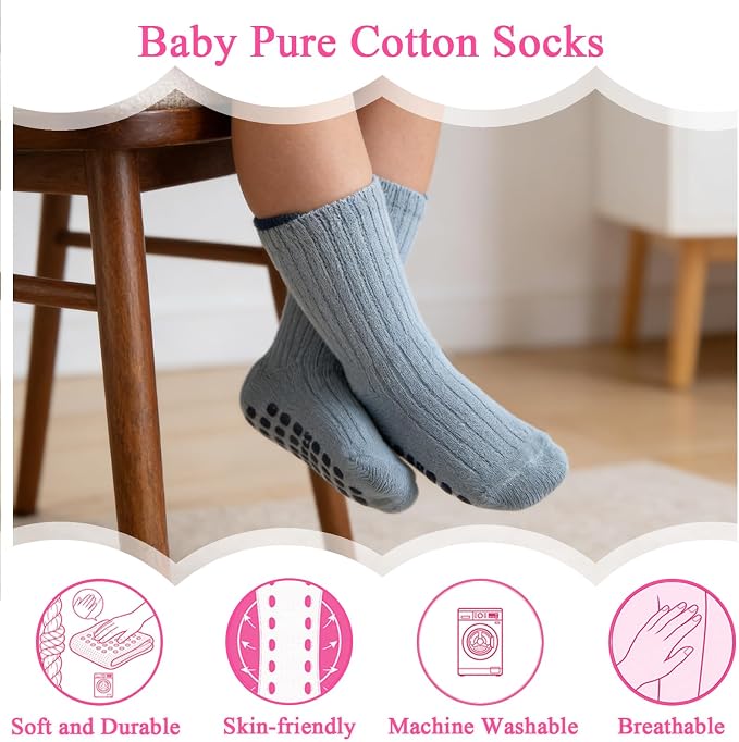 8 Pairs Baby Toddler Socks Non-Slip Grip Socks - Image 8