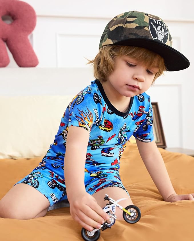 babee Reshinee Bamboo Viscose Toddler Boys Pajamas Set, Short Sleeve Kids - Image 8