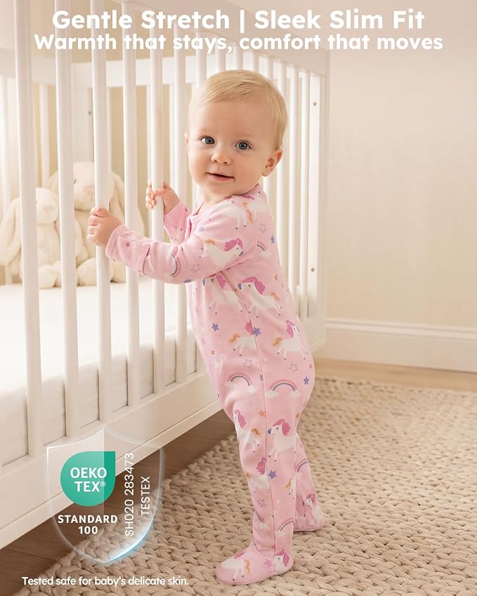 Baby Girl Sleepers 100% Cotton Footie Pajamas Newborn 0-3 3-6 6-9 Months - Image 6