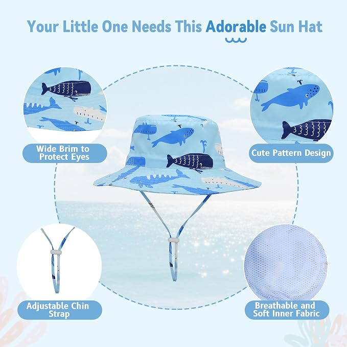 Komorebi Toddler Sun Hat UPF 50+ Kids Beach Bucket Hats Boys Girls 0-8Y | Cute - Image 3
