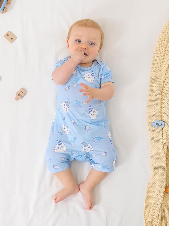 GUISBY Baby Rayon Romper Pajamas, 0-24M | Silky Soft Feel，Snap Closure，Footless - Image 4