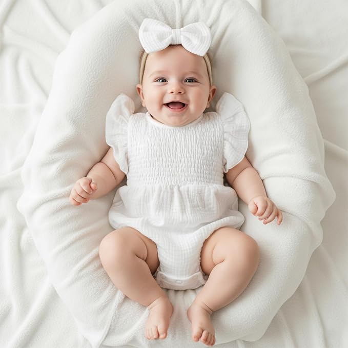 Kavousa Newborn Baby Girl Clothes Summer Bubble Romper Headband Outfit - Image 2