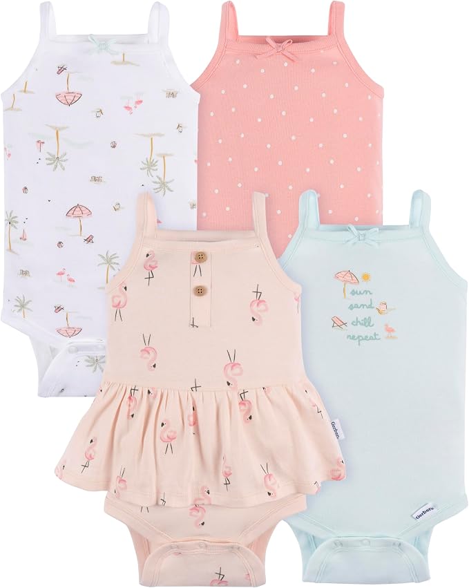 Gerber Baby Girls Multi-Pack Sleeveless Onesies Bodysuit by Gerber