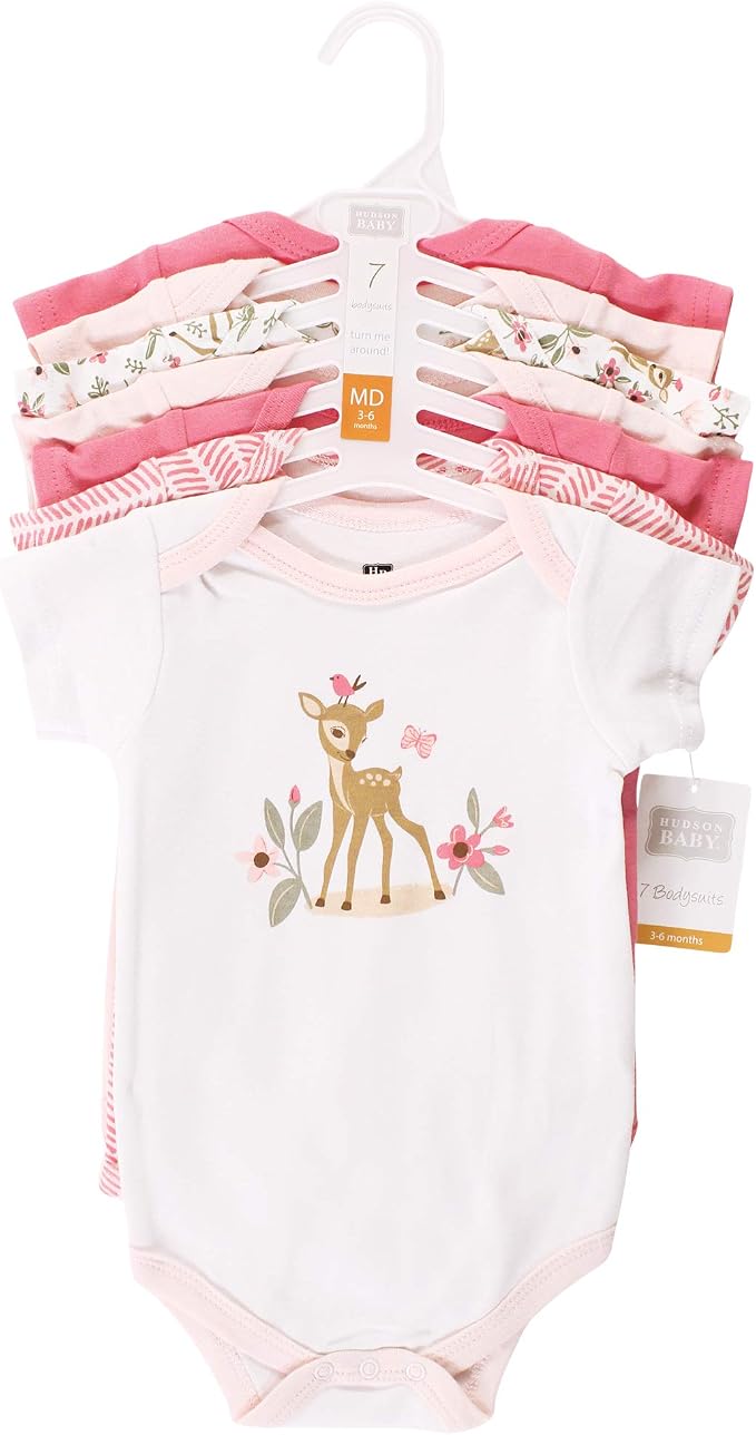 Hudson Baby Baby Girls' Cotton Bodysuits 7-pack - Image 2