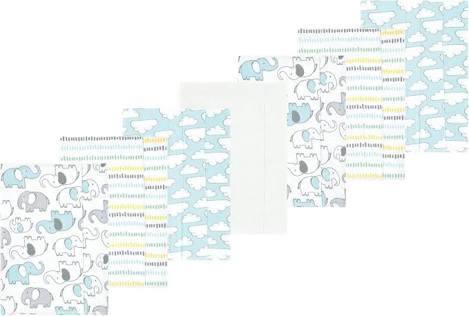 Luvable Friends Hudson Baby Flannel Burp Cloths 7pk, New Elephant by Luvable+Friends