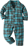 Schbbbta Kids Pajamas Set, Plaid Button Down Pjs for Girls & Boys, 9 Months - 14 Years