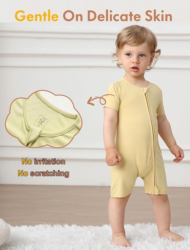 JunNeng Short Sleeve Romper, Rayon from Bamboo Baby Boy Sleeper Jumpsuit - Image 3