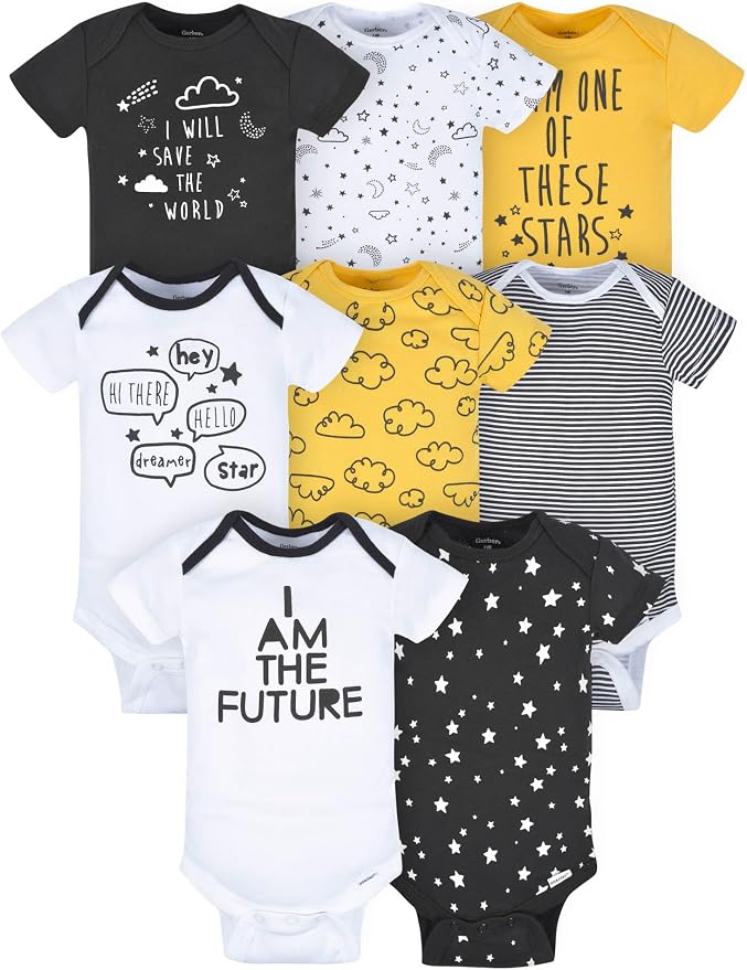 Gerber Baby Boys 8-Pack Short Sleeve Onesies Bodysuits by Gerber