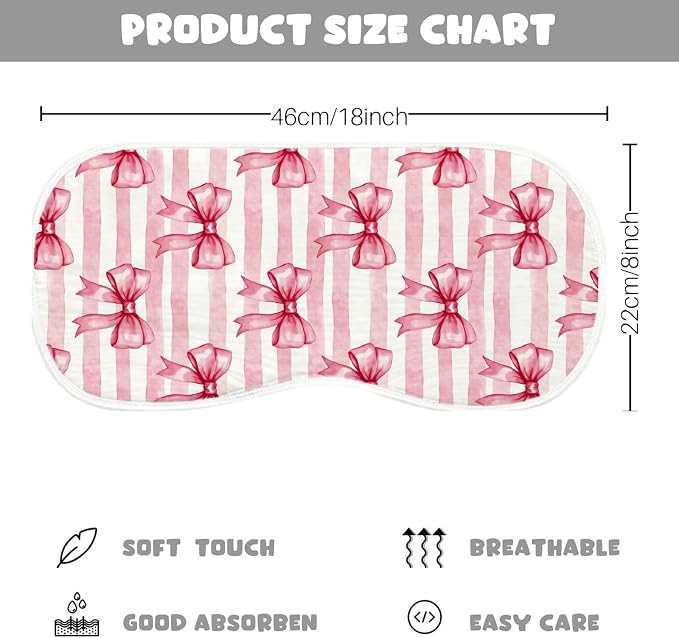 6 Pack Pink Bow Baby Burp Cloths, 20x10 Contoured Burp Rags - Image 6