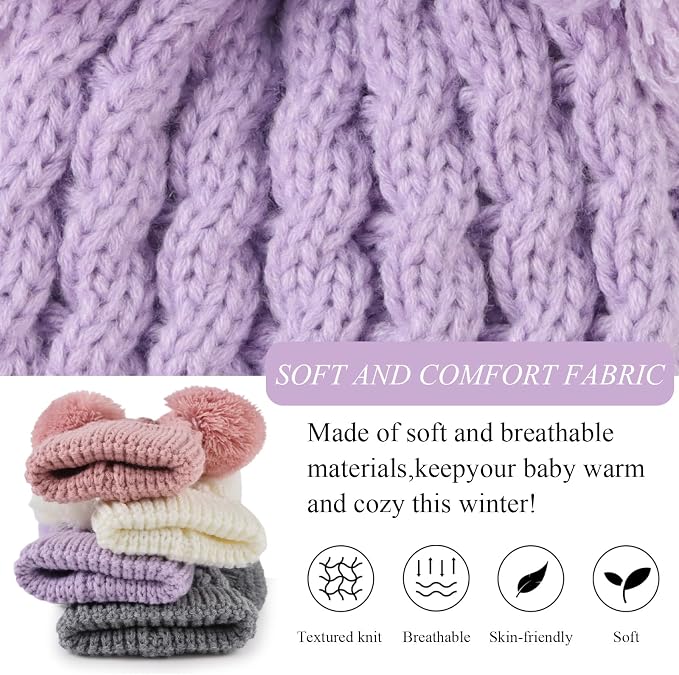 Yuoahcn Baby Girl Beanie Winter Baby Boy Hat Pom pom Warm Infant Toddler Cold - Image 3