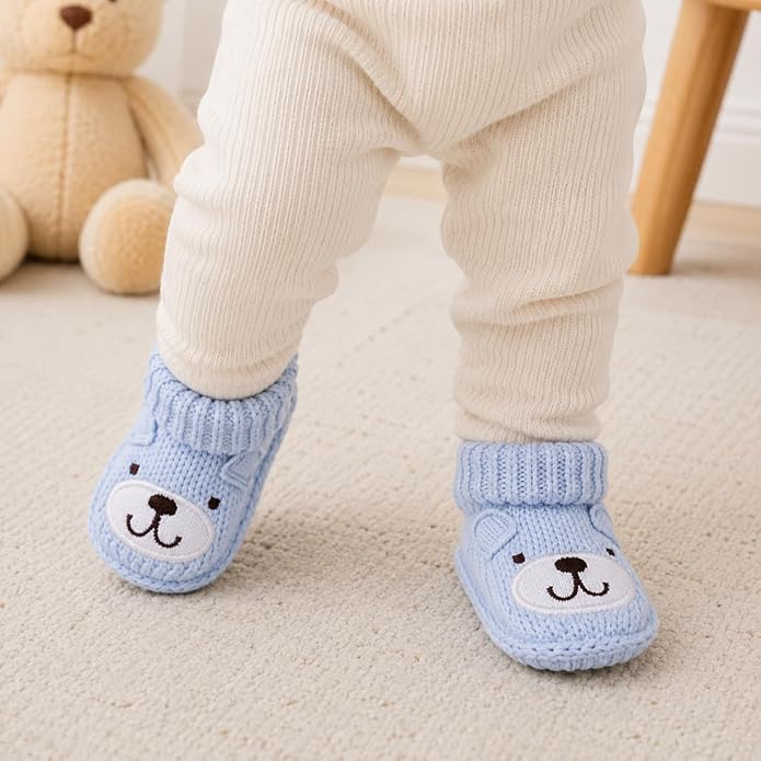 2 Pairs Baby Booties Newborn First Walkers Cozy Shoes Warm Knit Soft Booties - Image 2