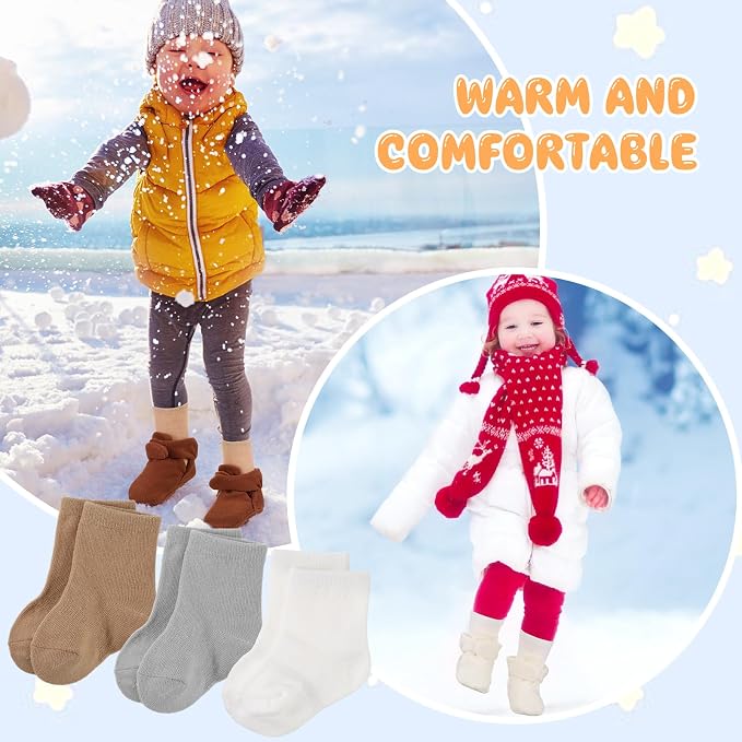 SATINIOR 3 Pairs Unisex Cozy Fleece Baby Booties - Image 2