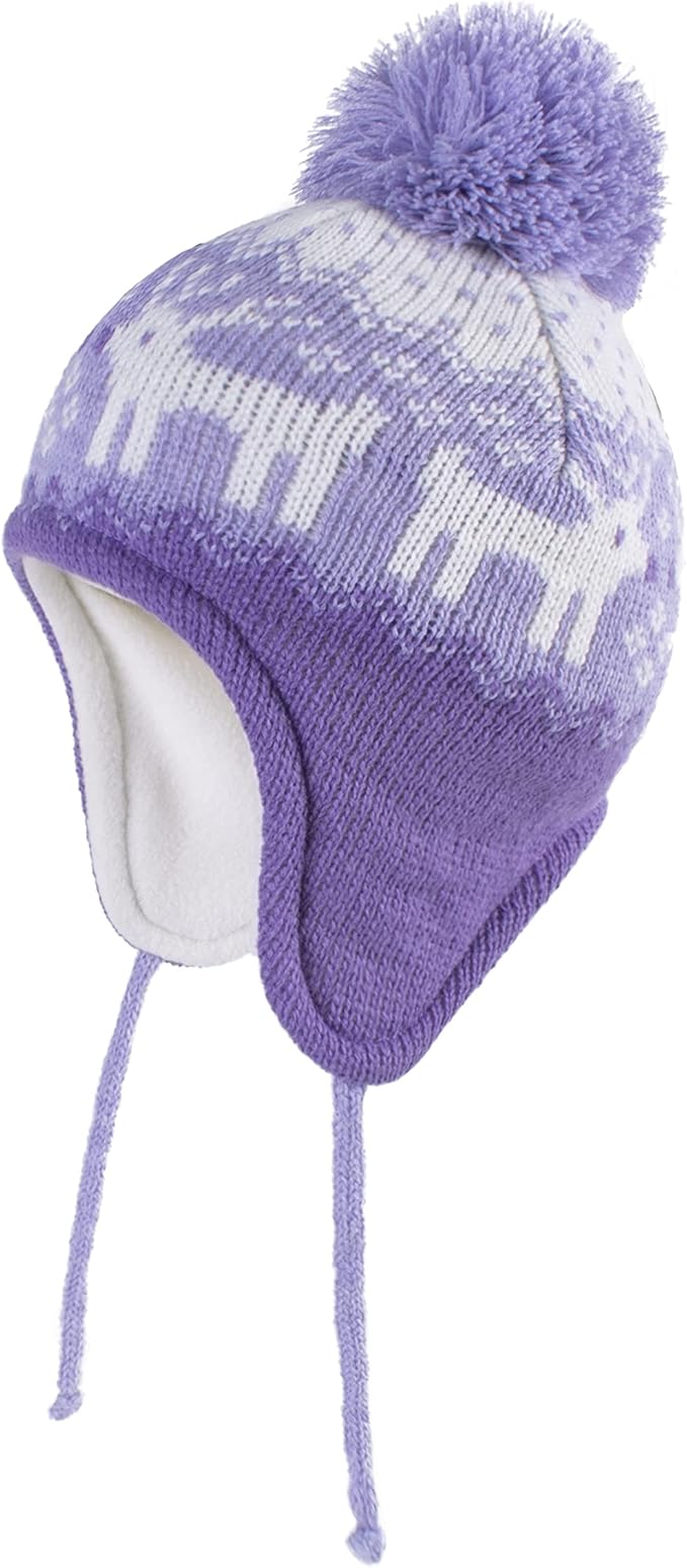 LANGZHEN Toddler Kids Infant Winter Hat,Earflap Knit Warm Cap Fleece Lined Beanie for Baby Boys Girls