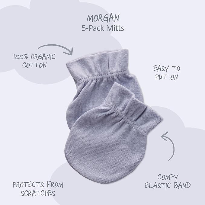 Butterblu Morgan 5-Pack Mitts 100% Cotton No Scratch Mitten Gloves | GOTS - Image 2