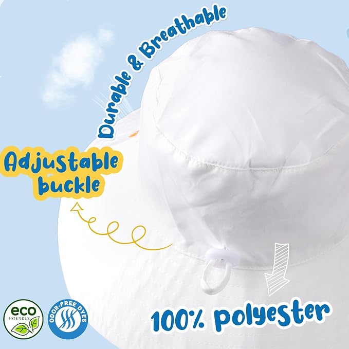 Baby Sun Hat Kids Summer Sun Protection Toddler Bucket Hat Wide Brim Adjustable - Image 2