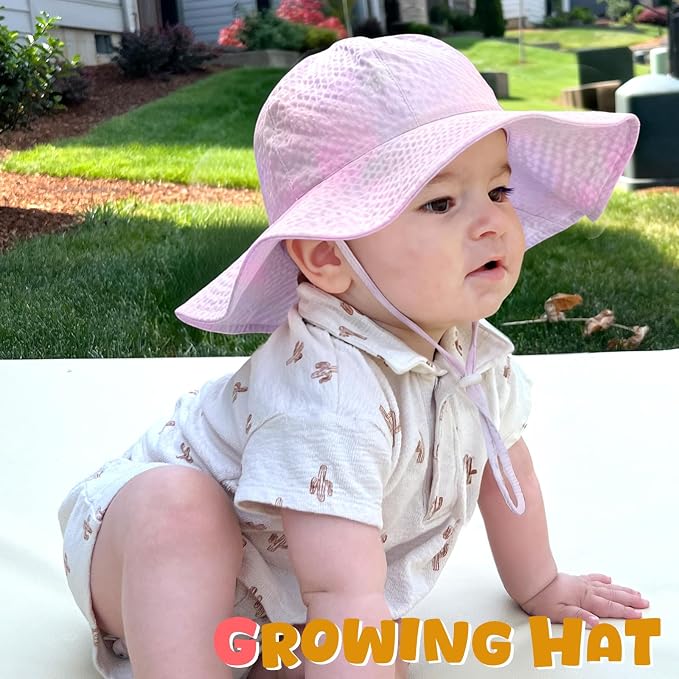 HONGTEYA Baby Sun Hat Wide Brim Adjustable Toddler Beach Bucket Hat | Soft - Image 6